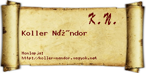 Koller Nándor névjegykártya