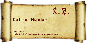 Koller Nándor névjegykártya
